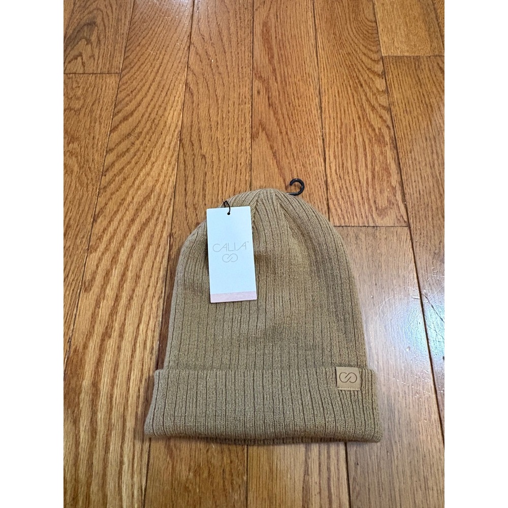 New CALLA Women Tan Ribbed Beanie Hat 100% Acrylic Winter Warm Knit Cap